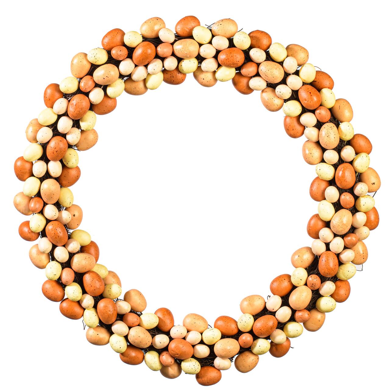 24" Coral & White Artificial Easter Eggs Wreath